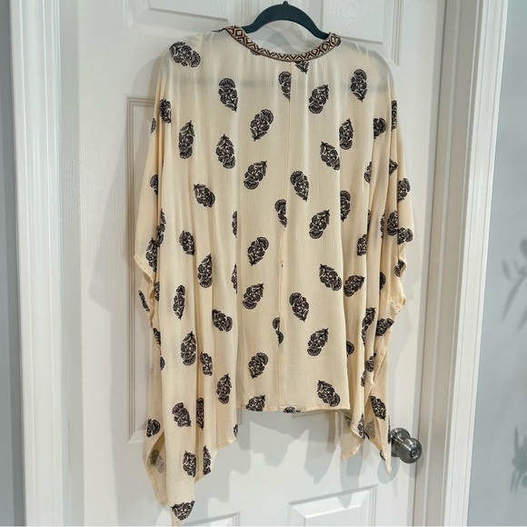 Style & Co. Open Front Cardigan Kimono 2X Tassel Beachy Vacay Travel Boho Cream - Picture 6 of 16